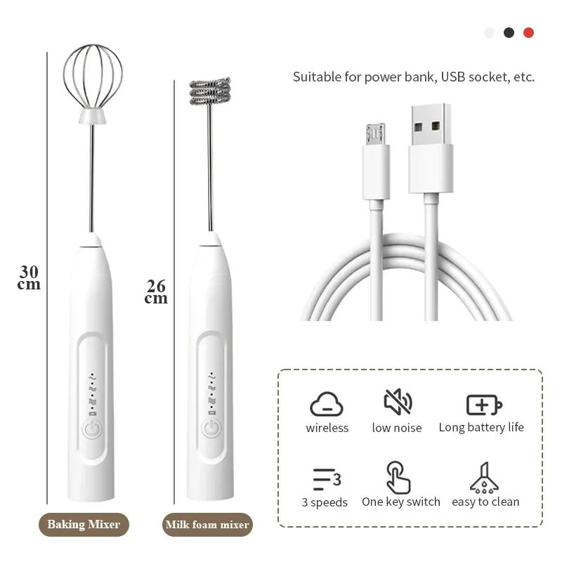 Hand Mixer Electric - Espumador de Leite Elétrico Portátil USB,
